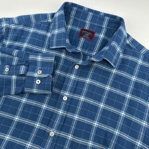 UNTUCKit Callahan Blue Plaid Flannel Shirt Mens XL Slim Fit 41165 Cotton